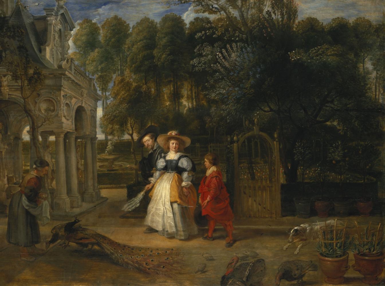 Peter Paul Rubens and Studio, The walk in the garden (Peter Paul Rubens, Helena Fourment and Nicolaas Rubens), c. 1630-1631, Bayerische Staatsgemäldesammlungen, Alte Pinakothek (Munich)