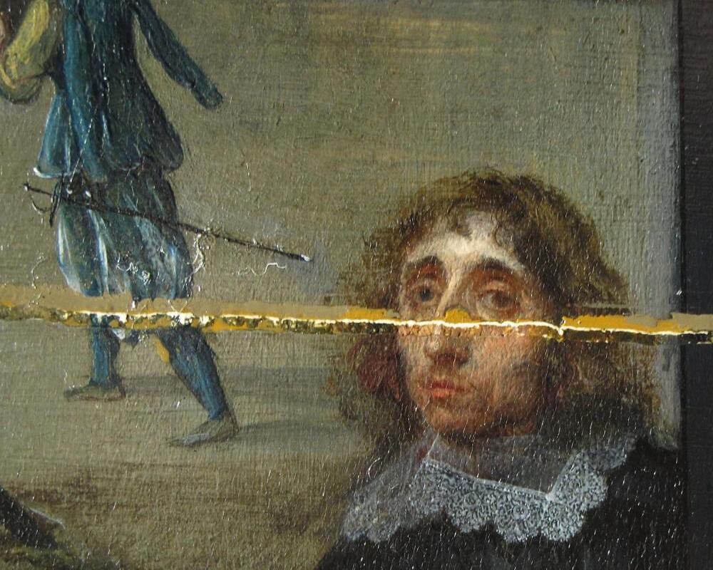Cleaning the paint layer, detail of Willem van Haecht's eyes, photo: CC BY-SA KIK-IRPA, Brussels