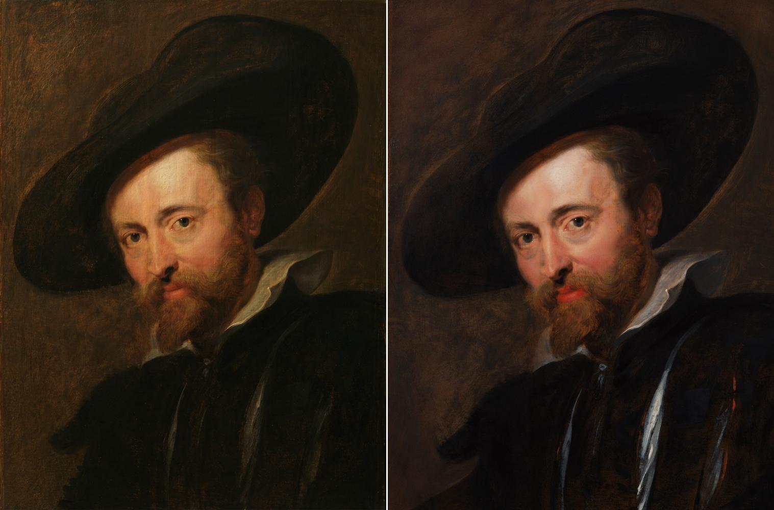Peter Paul Rubens, Self-portrait (before and after restoration), c. 1623-1630, City of Antwerp Collection, Rubenshuis, photo: CC0 KIK-IRPA, Brussels