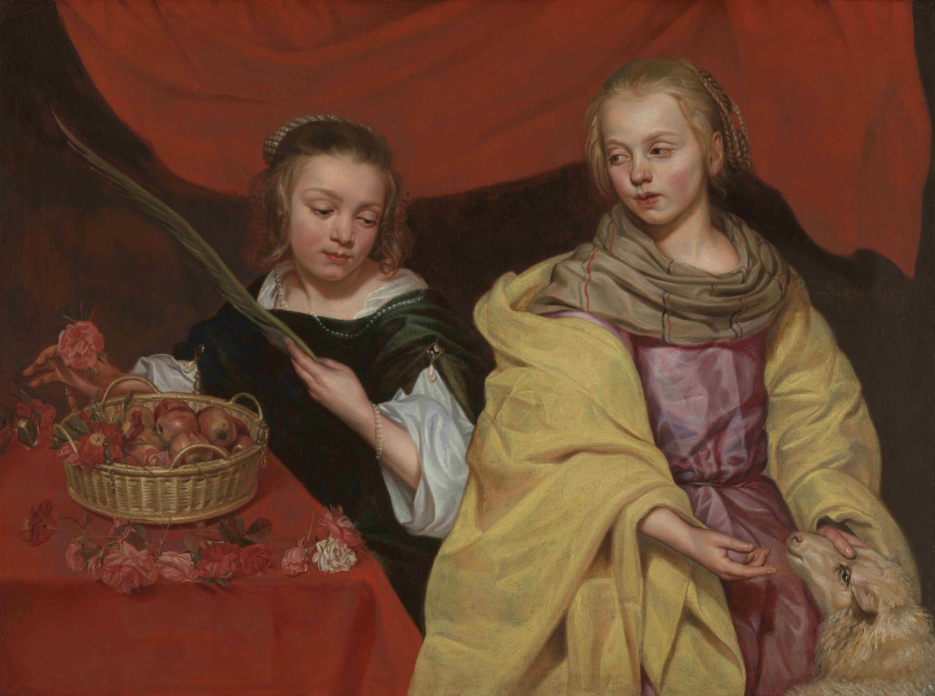 Michaelina Wautier, Twee meisjes als de heiligen Agnes en Dorothea, 17e eeuw, Collectie KMSKA, CC0