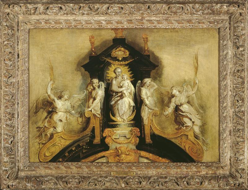 Peter Paul Rubens, Ontwerp voor de bekroning van het hoogaltaar van de Antwerpse jezuïetenkerk, 1617, Collectie Stad Antwerpen, Rubenshuis, publiek domein