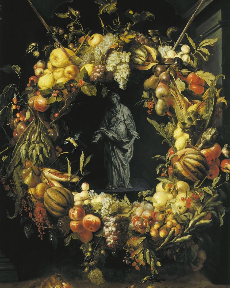 Frans Snijders, Vruchtenkrans met O.L.Vrouw in grisaille, 1630, Collectie Vlaamse Gemeenschap, in permanente bewaring bij Rubenshuis, publiek domein