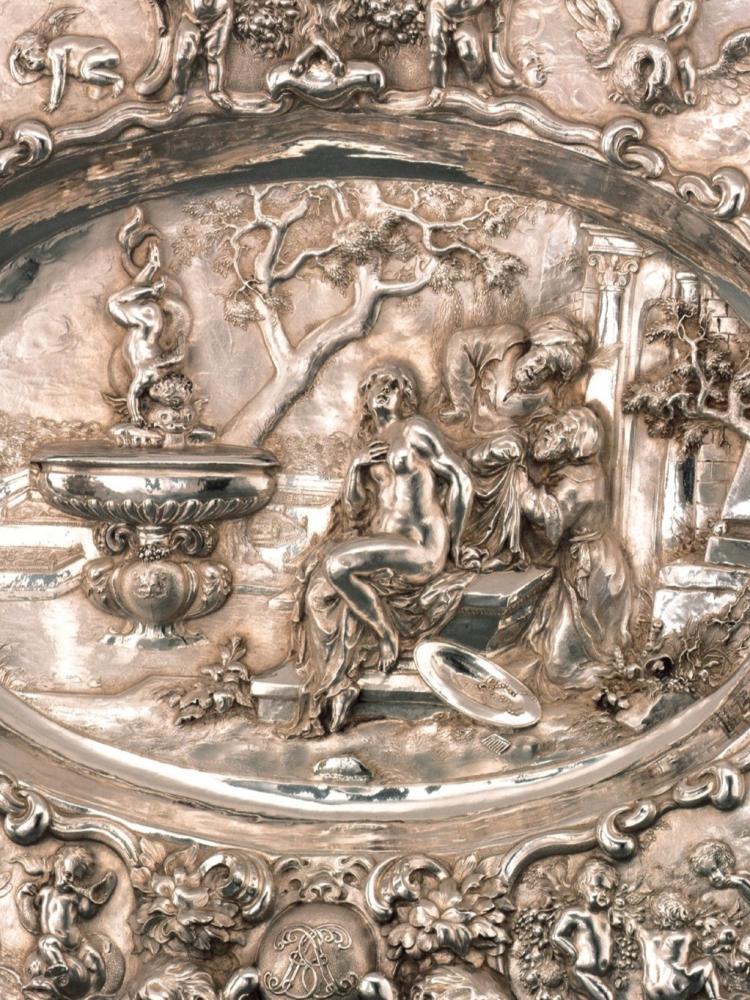 Toegeschreven aan Theodoor Rogiers en latere toevoeging door Josephus Hennekin, Zilveren sierstel (detail), 1635-1636, Rubenshuis, publiek domein