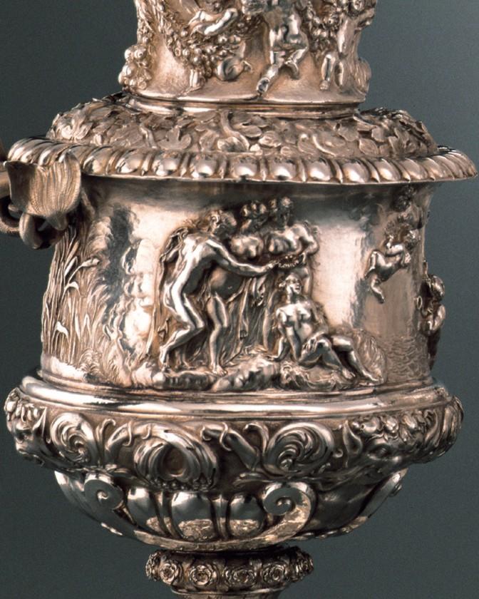 Toegeschreven aan Theodoor Rogiers en latere toevoeging door Josephus Hennekin, Zilveren sierstel (detail), 1635-1636, Rubenshuis, publiek domein