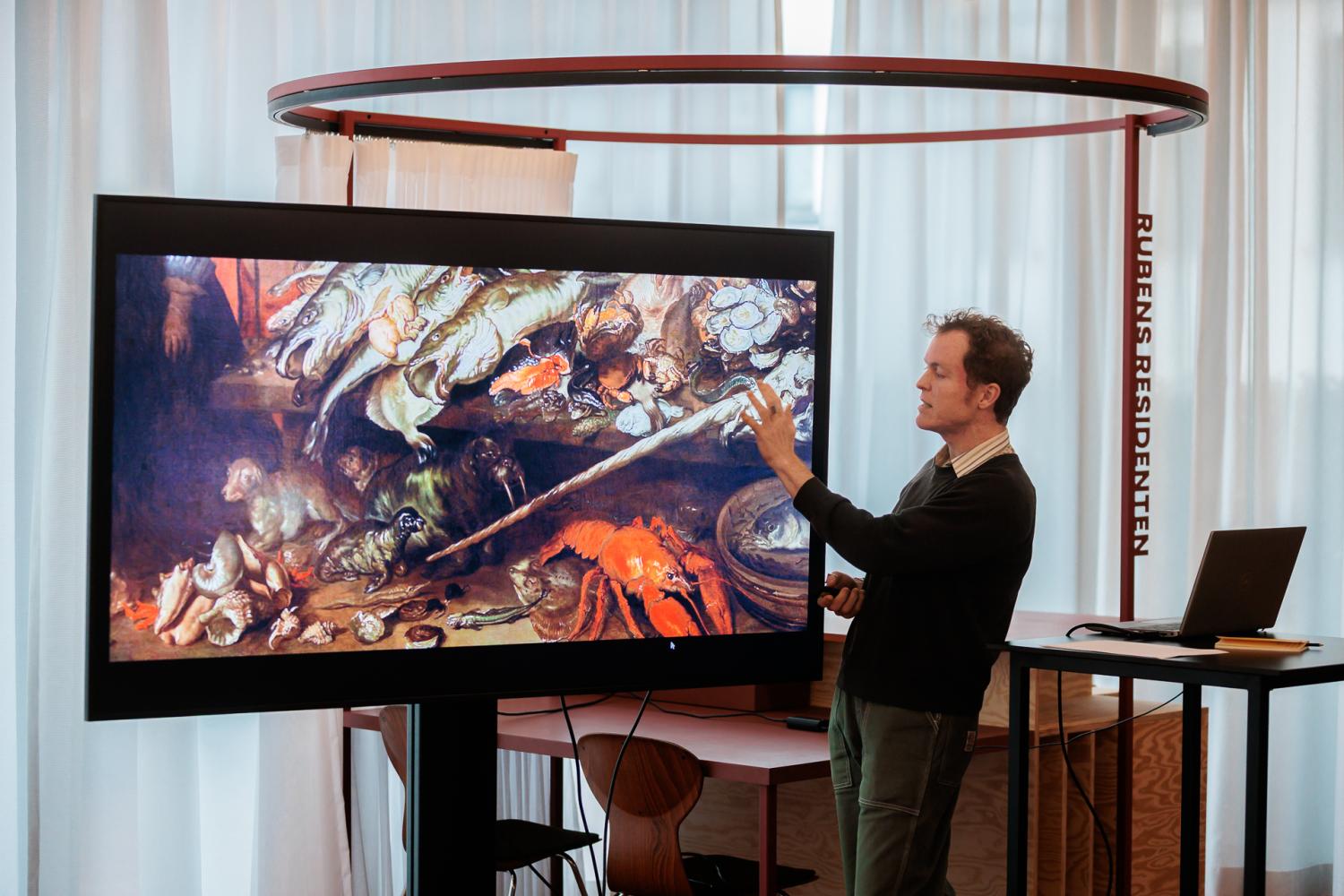 John White toont detail van Joachim von Sandrart, Grote vismarkt, ca. 1654/1655