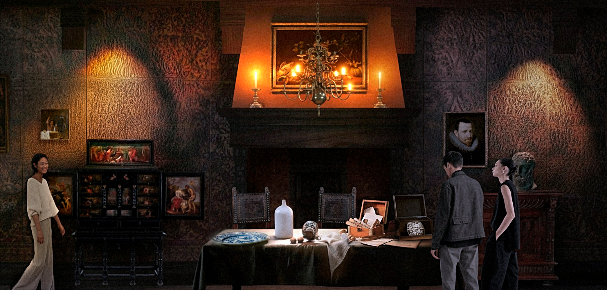 Wedstrijdbeeld gerestaureerd Rubenshuis, visual scenografie kunstenaarswoning