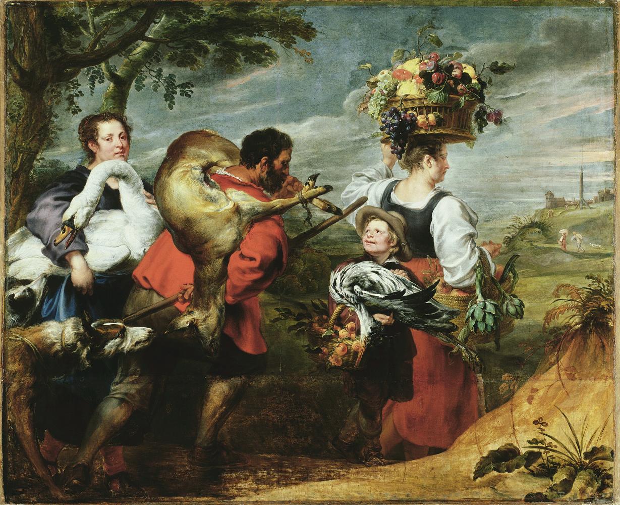 Jan Boeckhorst & Frans Snijders, Boeren op weg naar de markt, 1630-1640, Collectie Stad Antwerpen, Rubenshuis, publiek domein