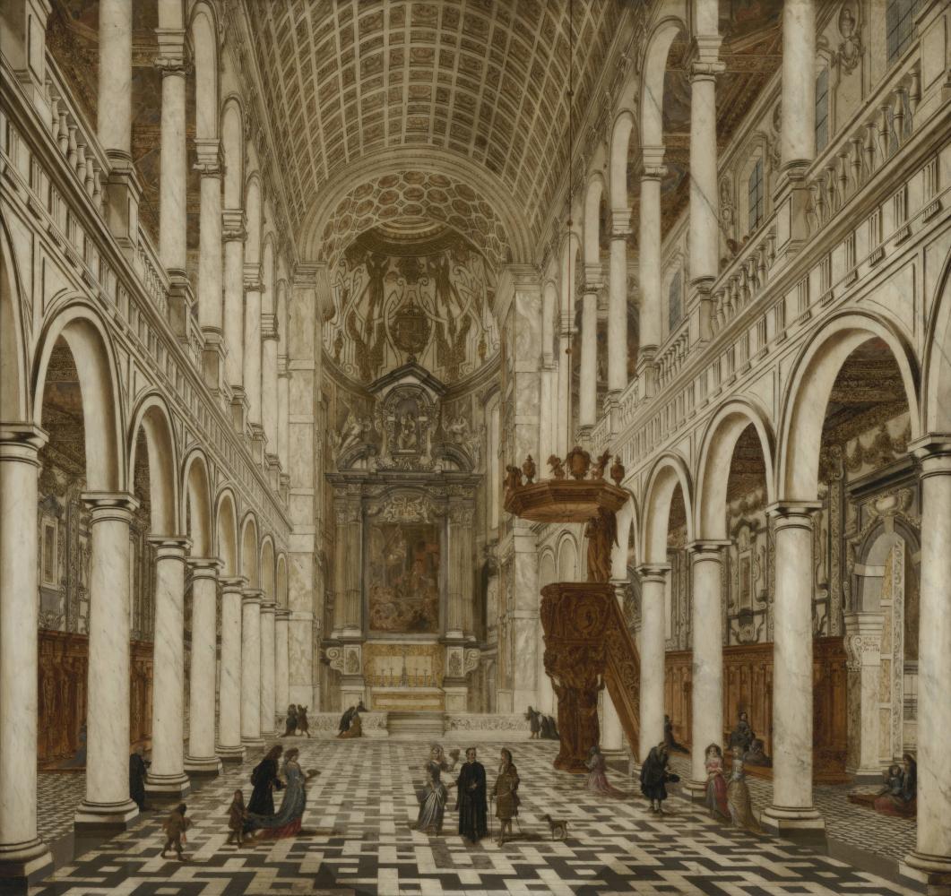 Wilhelm Schubert van Ehrenberg, Interieur van de Antwerpse jezuïetenkerk, 1668, Collectie Stad Antwerpen, Rubenshuis, publiek domein